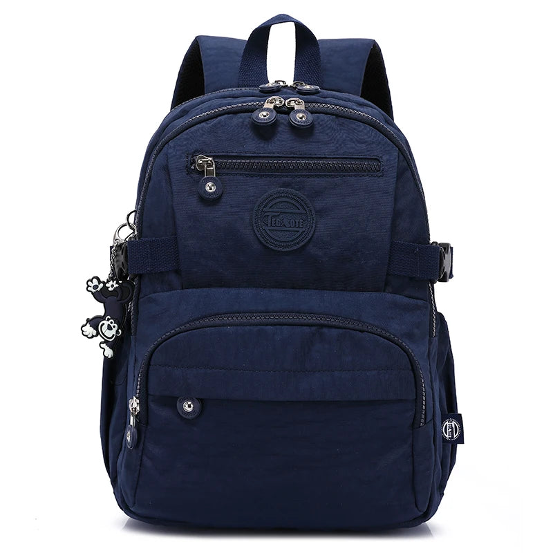 Waterproof Nylon Backpack for Women & Girls – Spacious Multi-Pocket Travel & School Bag
