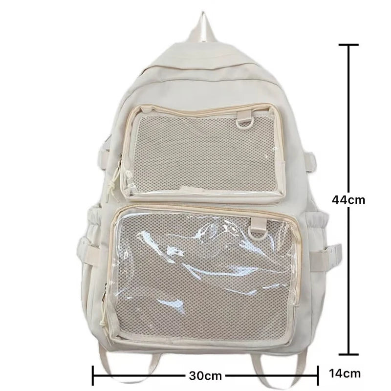 Japanese Style Transparent Ita Backpack – Large Capacity Fashion School Bag