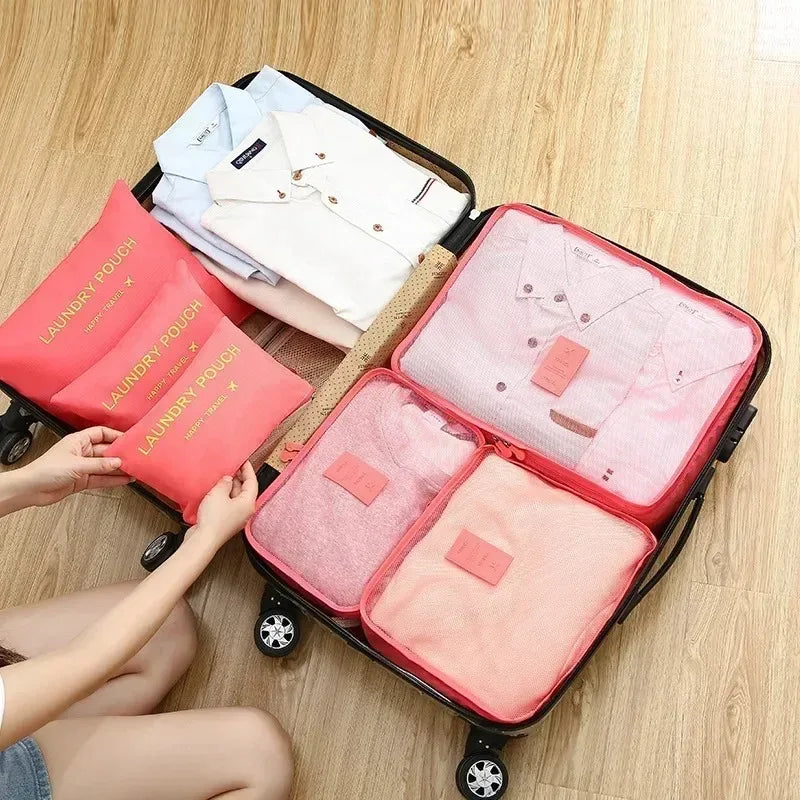 6-Pc Travel Packing Organizers – Foldable Suitcase Storage Bags