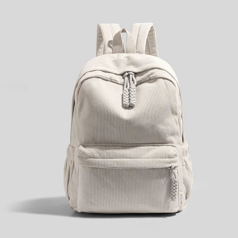 Personalized Corduroy Backpack – Custom Embroidered Name, Large Capacity