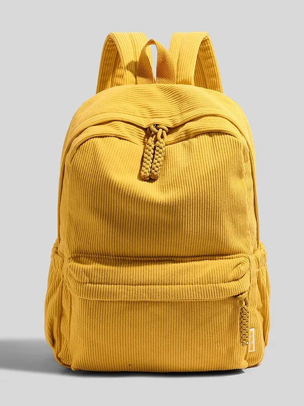 Personalized Corduroy Backpack – Custom Embroidered Name, Large Capacity