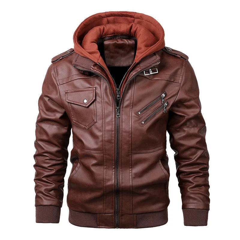 Men's PU Leather Biker Jacket – Classic Motorcycle Style