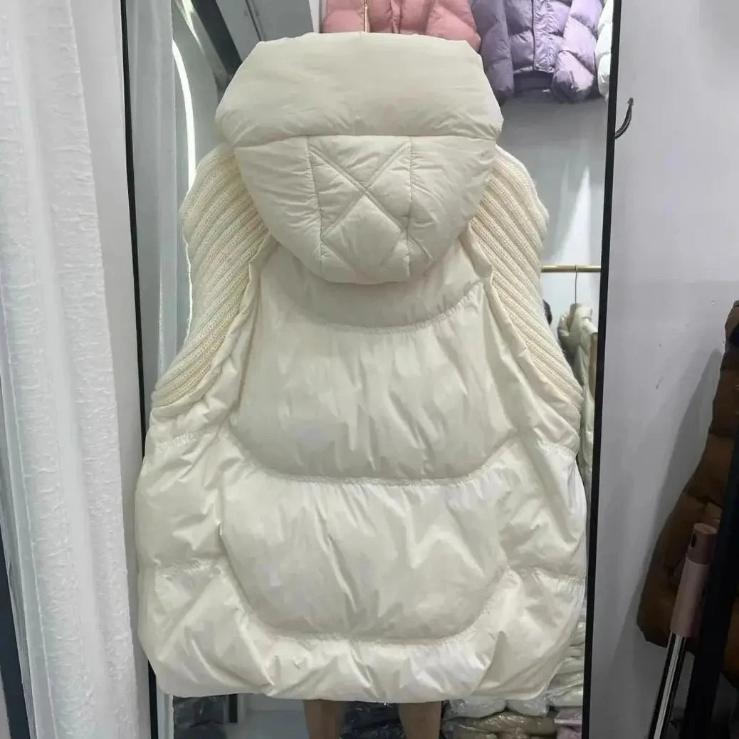 Women's Plus-Size Hooded Puffer Vest – Warm Longline Winter Coat
