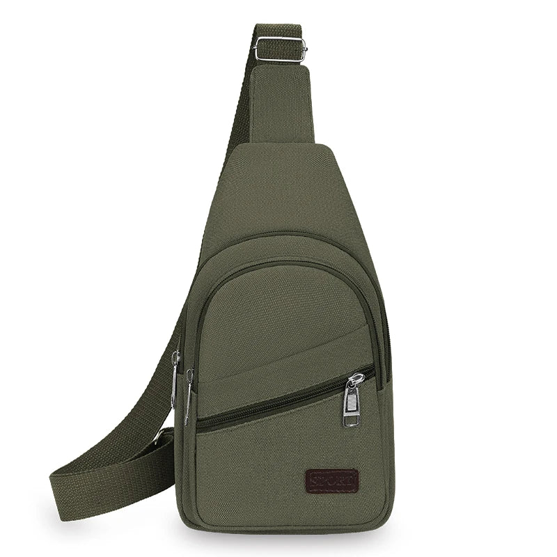 Men's Retro Canvas Crossbody Bag – Waterproof Multi-Pocket Chest Pack
