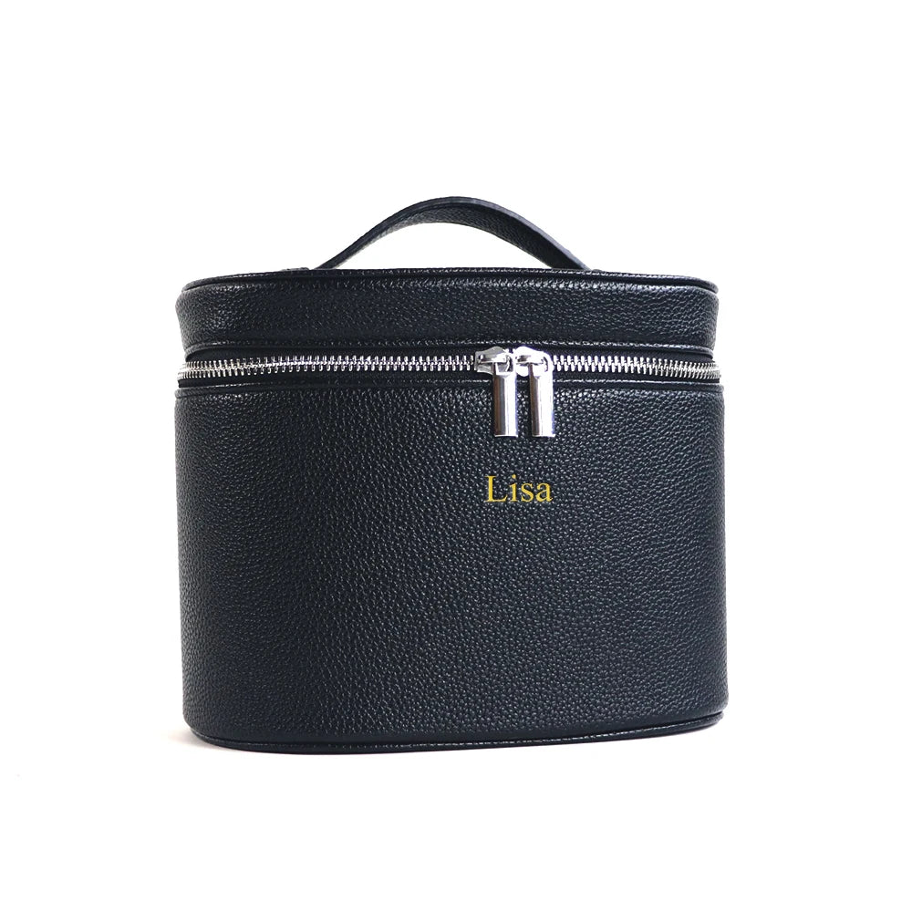 Personalized PU Leather Travel Cosmetic Bag – Large Capacity