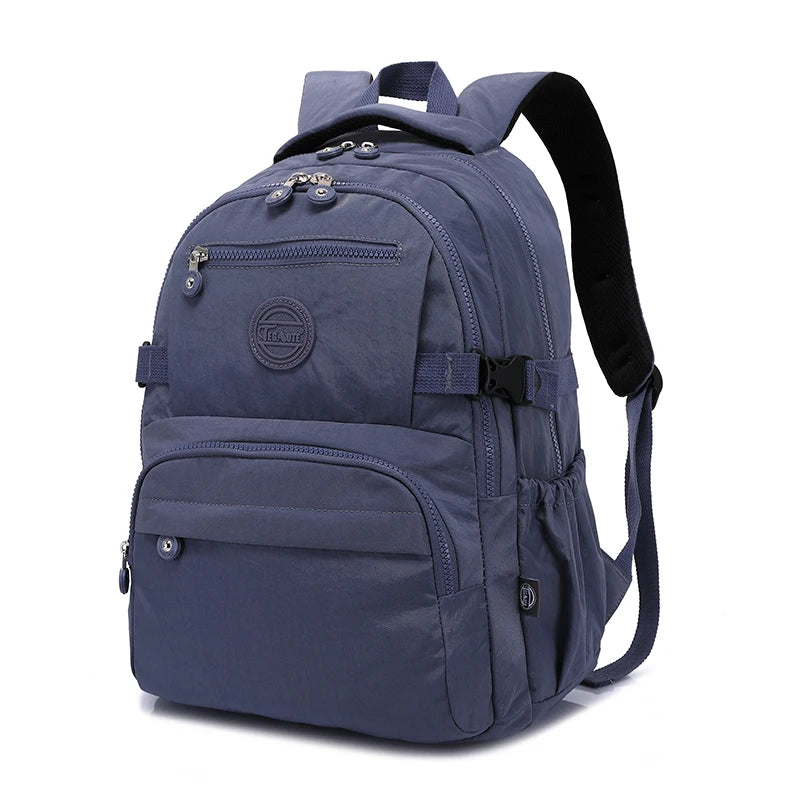 Waterproof Nylon Backpack for Women & Girls – Spacious Multi-Pocket Travel & School Bag