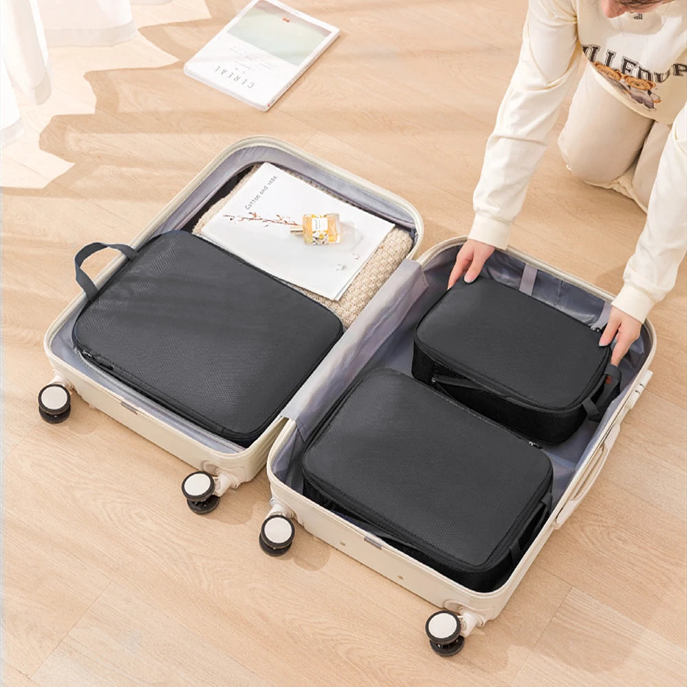 3-Piece Waterproof Travel Packing Bags – Space-Saving Luggage Organizer Set
