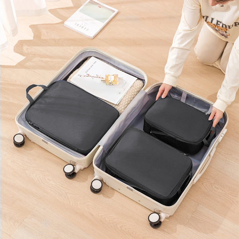3-Piece Waterproof Travel Packing Bags – Space-Saving Luggage Organizer Set
