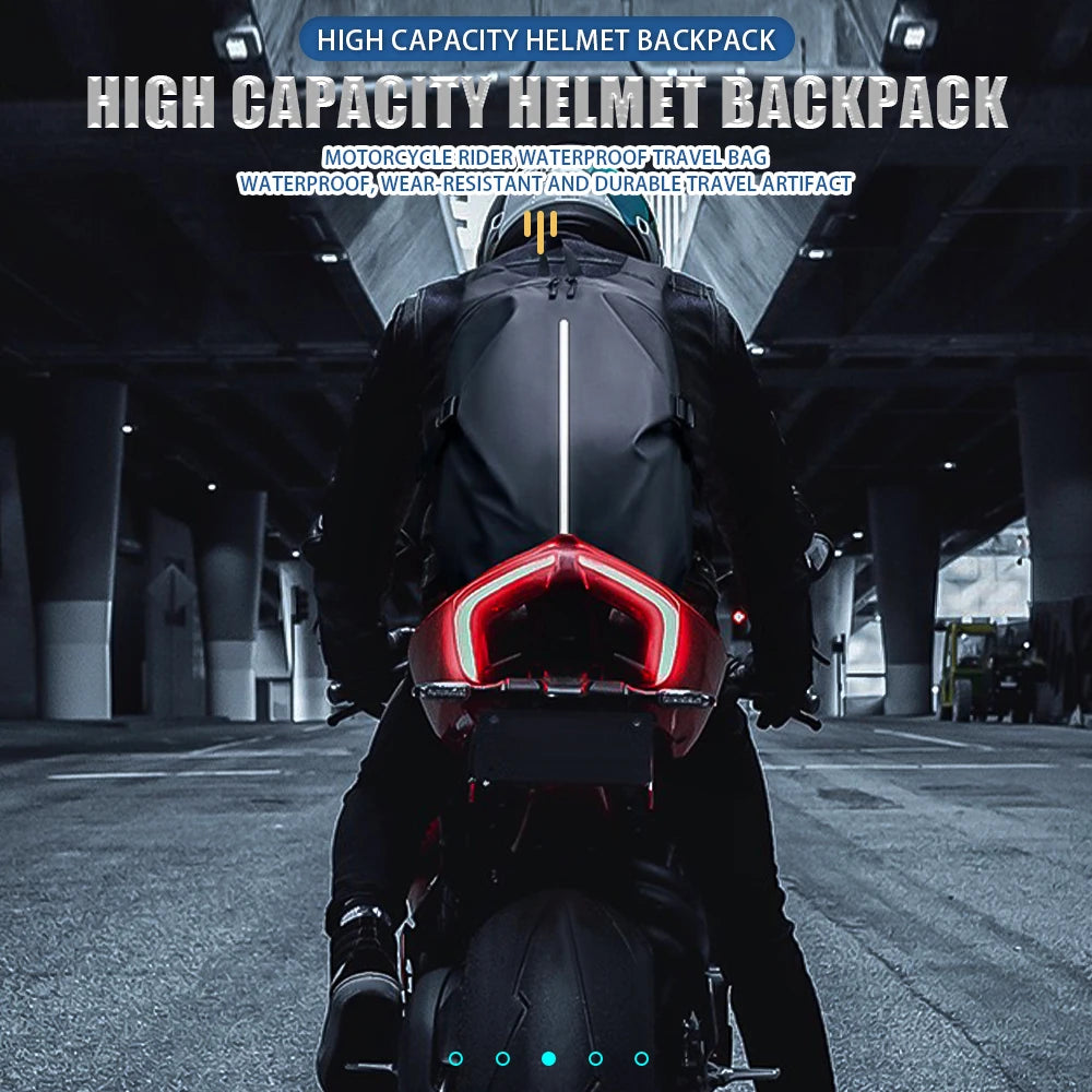 Motorcycle Helmet Backpack – Large, Waterproof & Reflective