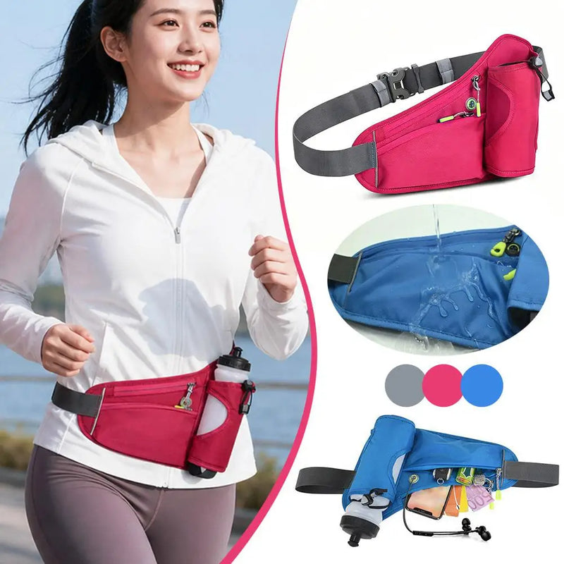 Sports Running Waist Bag – Adjustable Belt with Bottle Holder