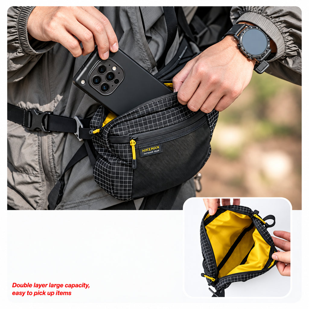 HIKEMAN 1.1L Waist Pack – Ultralight, Waterproof & Multi-Pocket