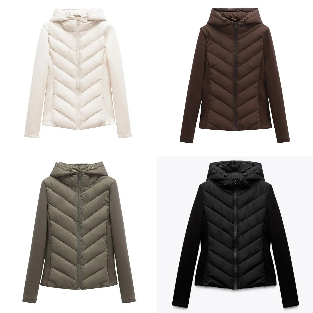 Women’s Patchwork Hooded Jacket – Elegant Sporty Style