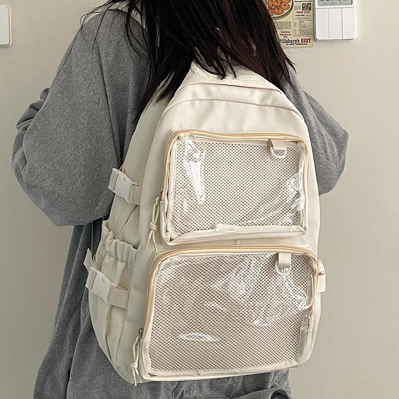 Japanese Style Transparent Ita Backpack – Large Capacity Fashion School Bag