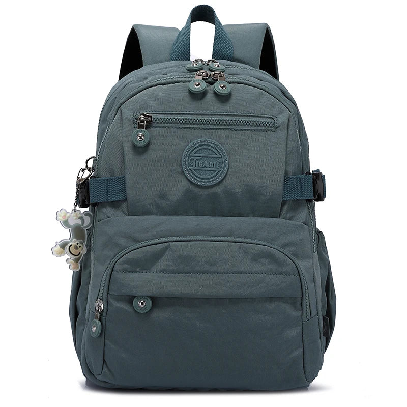 Waterproof Nylon Backpack for Women & Girls – Spacious Multi-Pocket Travel & School Bag