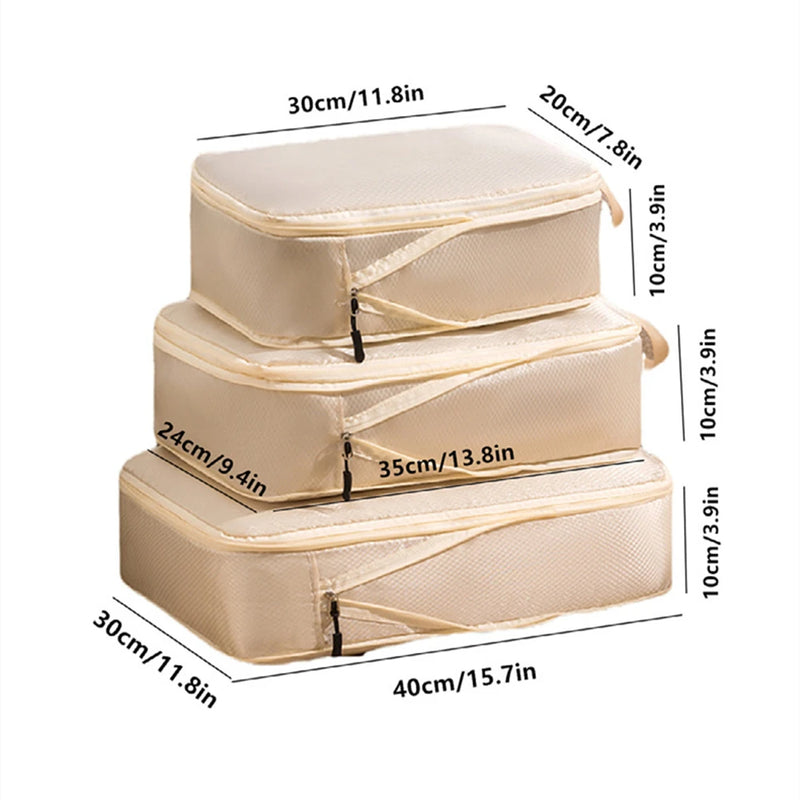 3-Piece Waterproof Travel Packing Bags – Space-Saving Luggage Organizer Set