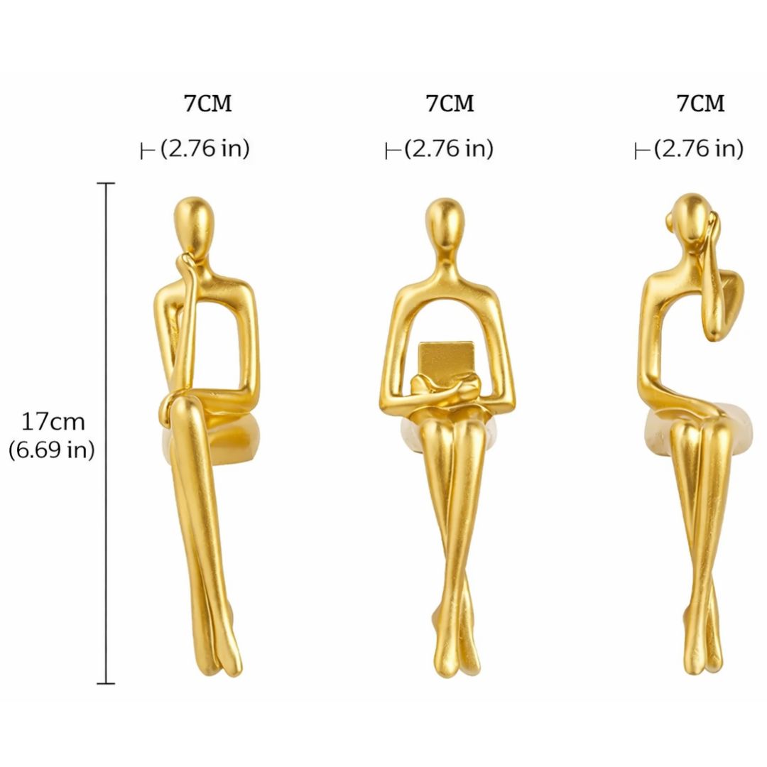 Abstract Thinker Contemporary Decorative Sculpture (Set of 3)