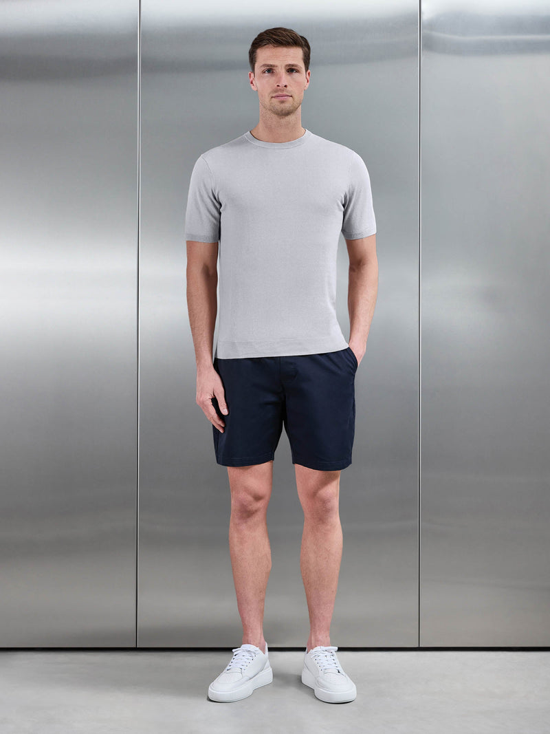 Summer Cotton Knitted T-Shirt in Stone