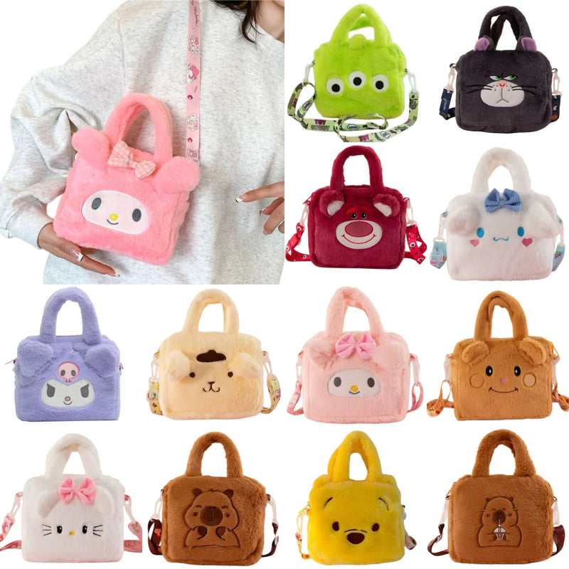 Sanrio Plush Handbag – Kuromi, My Melody & Cinnamoroll Cute Storage Bag