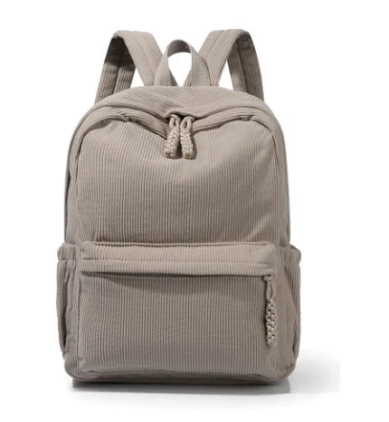 Personalized Corduroy Backpack – Custom Embroidered Name, Large Capacity