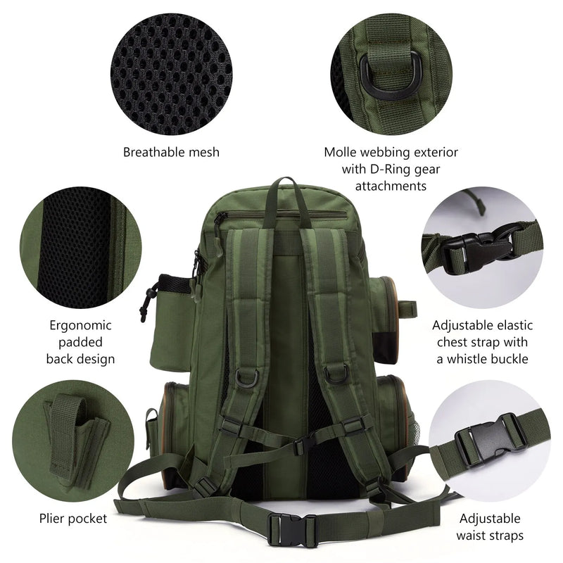 Bassdash Tactical Fishing Backpack – Lightweight & Multifunctional