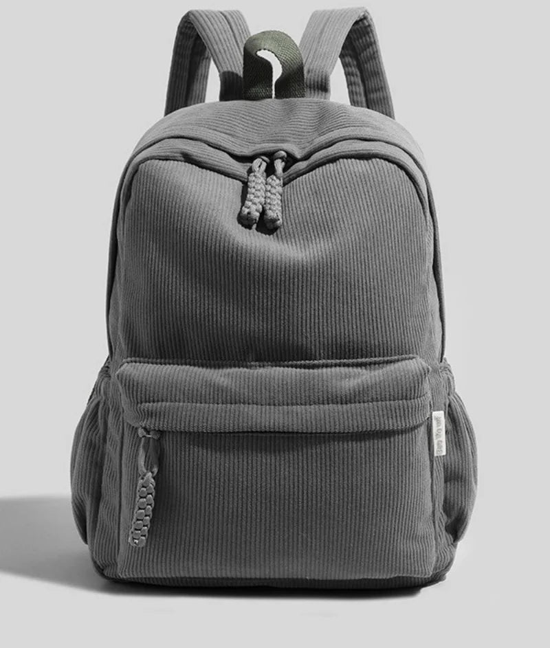 Personalized Corduroy Backpack – Custom Embroidered Name, Large Capacity