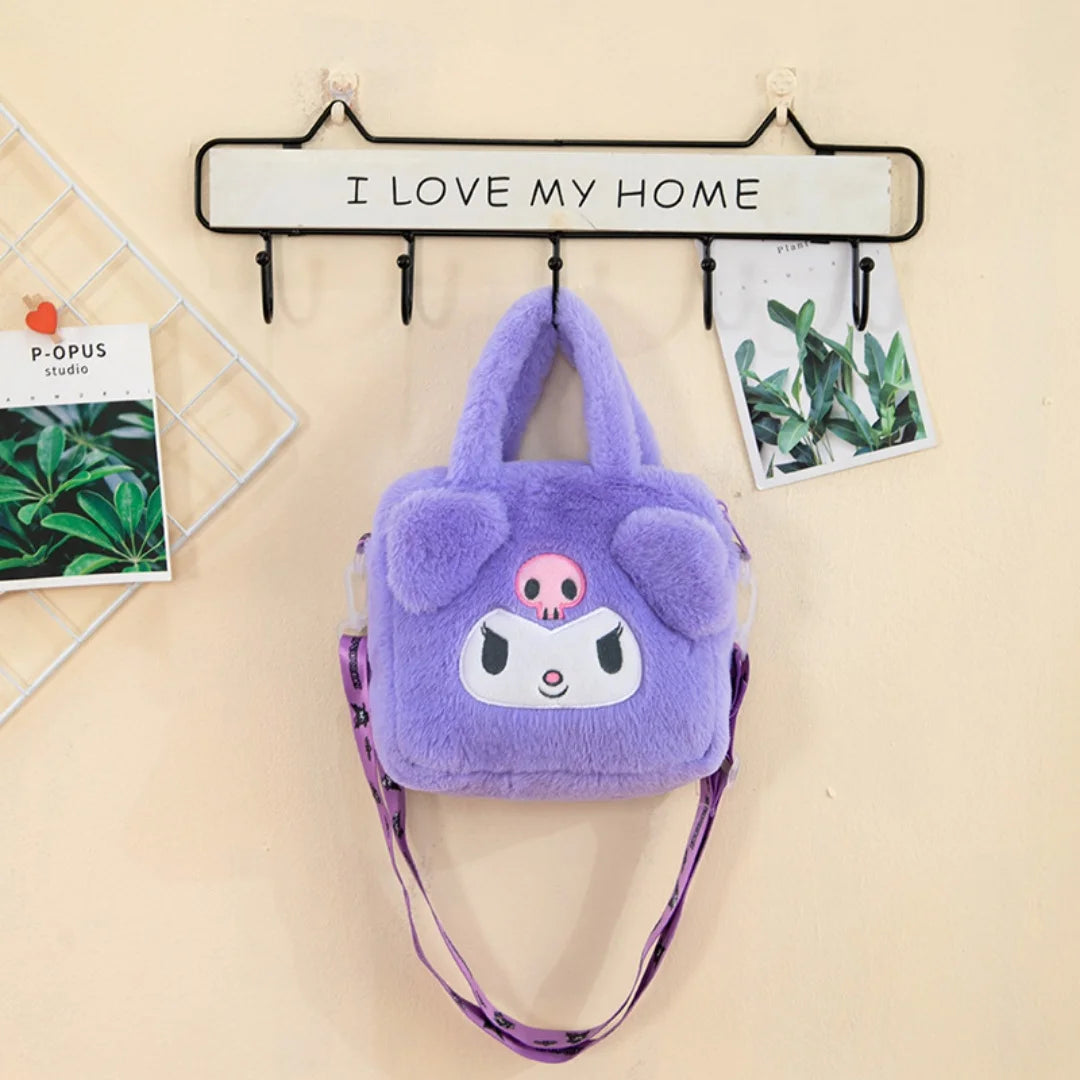 Sanrio Plush Handbag – Kuromi, My Melody & Cinnamoroll Cute Storage Bag