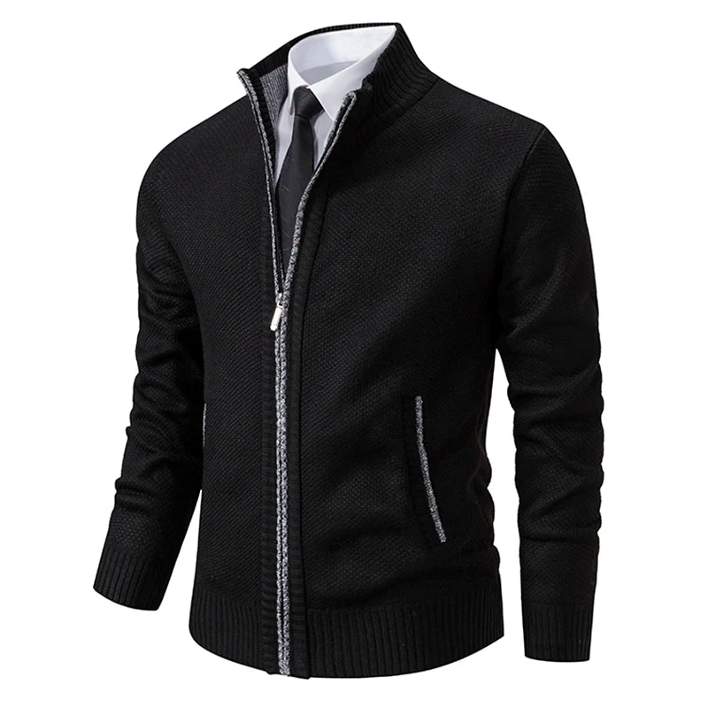 Men’s Fleece Jacket – Warm Stand Collar Zip-Up