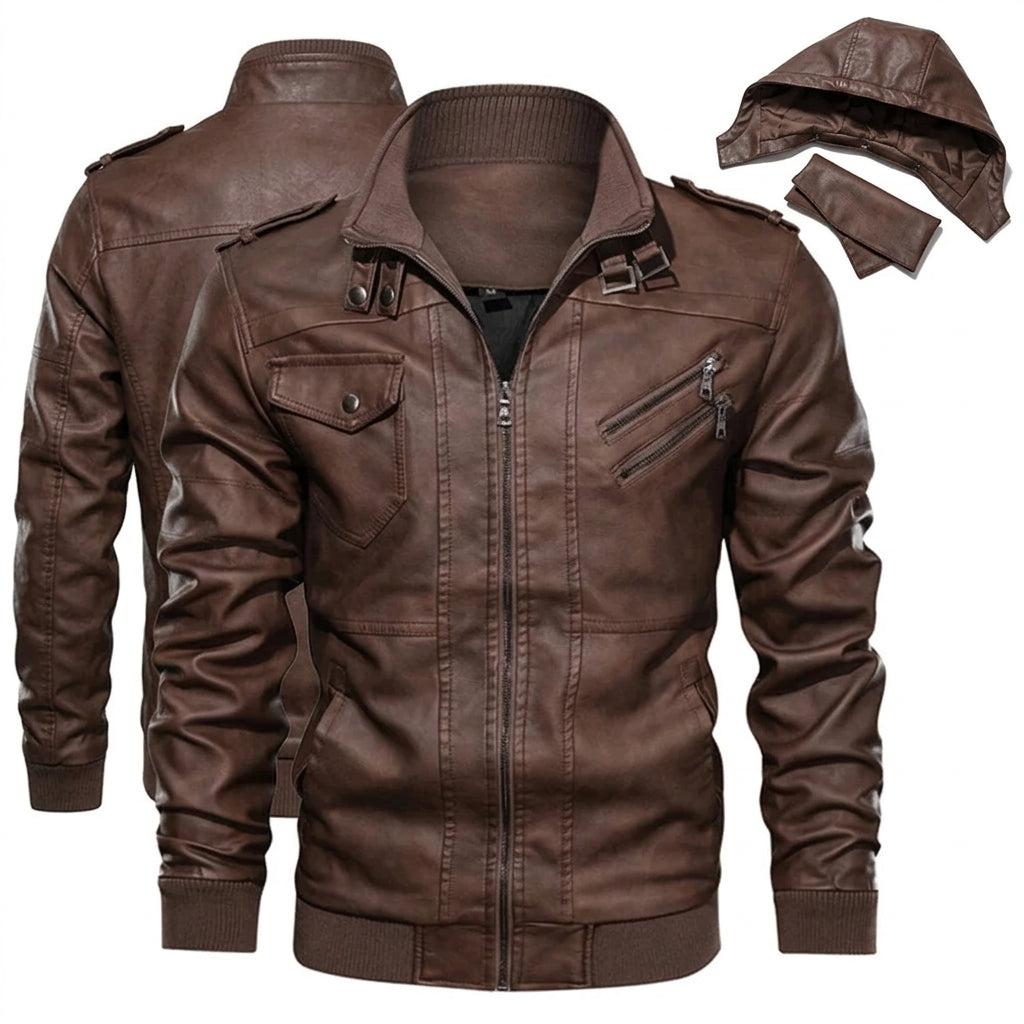 Men's PU Leather Biker Jacket – Classic Motorcycle Style