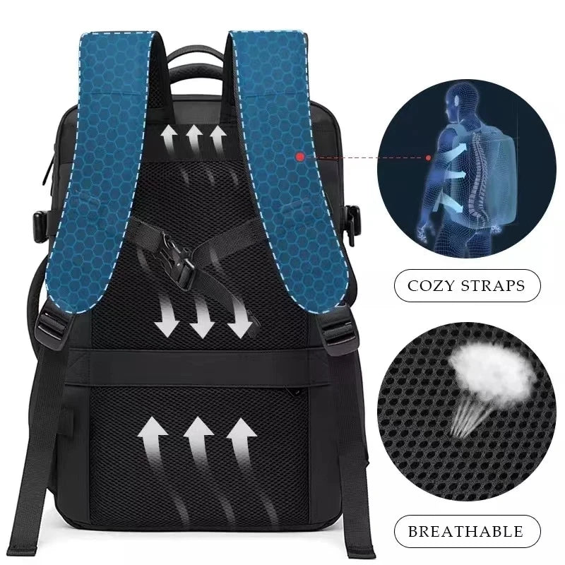 Expandable Travel Backpack for Men – Large Capacity 17.3" Laptop & Business Backpack