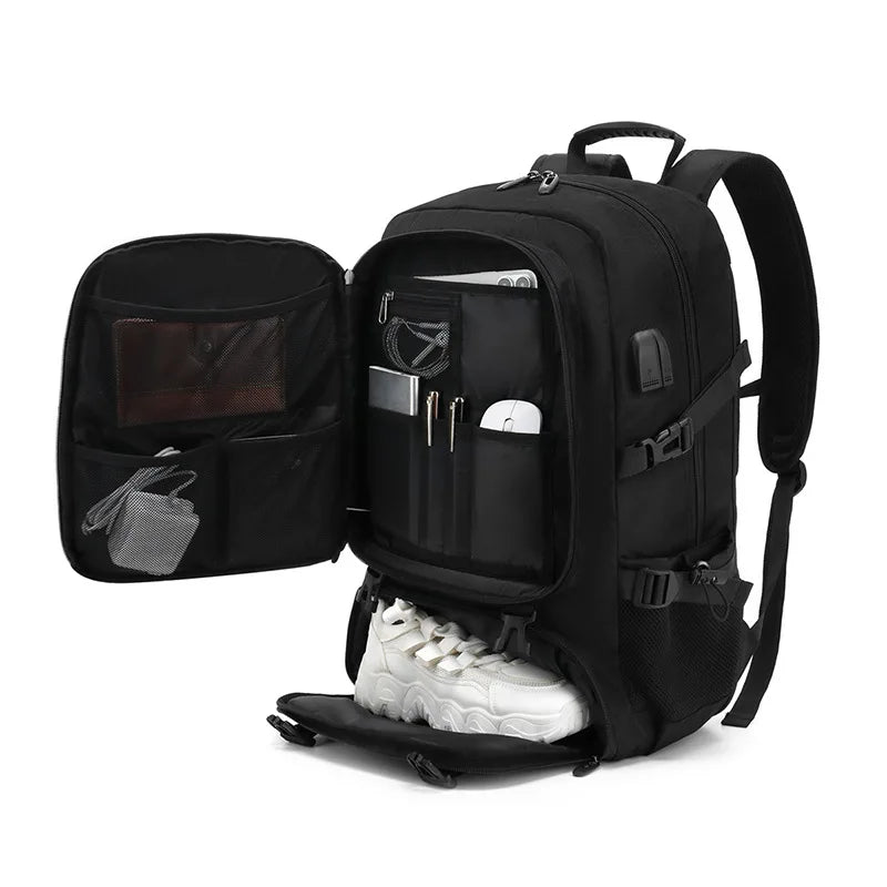 Large 50L/80L Travel Backpack – Waterproof with Separate Shoe Compartment