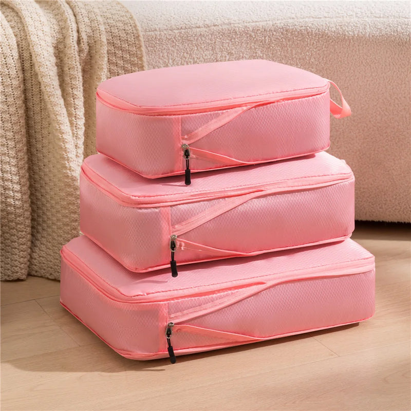 3-Piece Waterproof Travel Packing Bags – Space-Saving Luggage Organizer Set