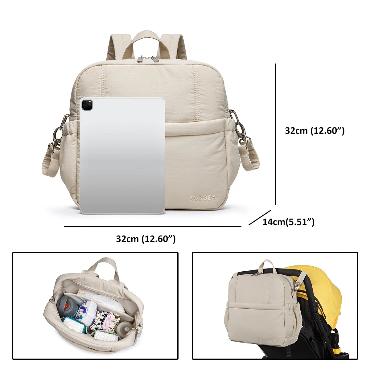 SOBoba Multifunctional Diaper Backpack – Large-Capacity Baby Travel Bag