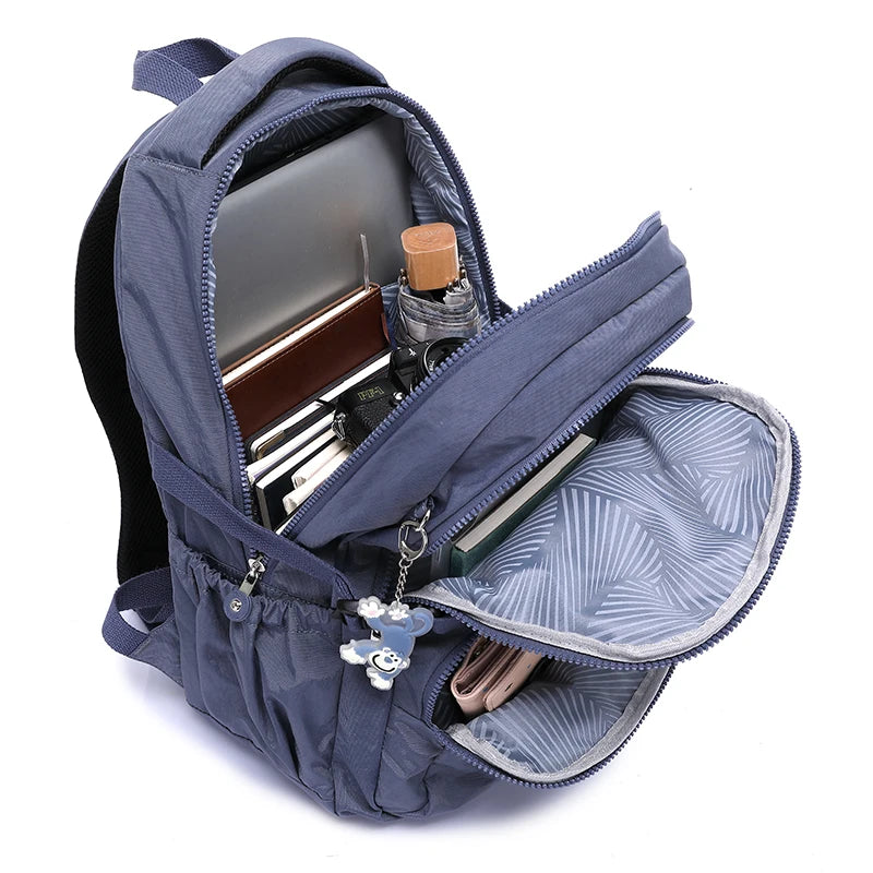 Waterproof Nylon Backpack for Women & Girls – Spacious Multi-Pocket Travel & School Bag