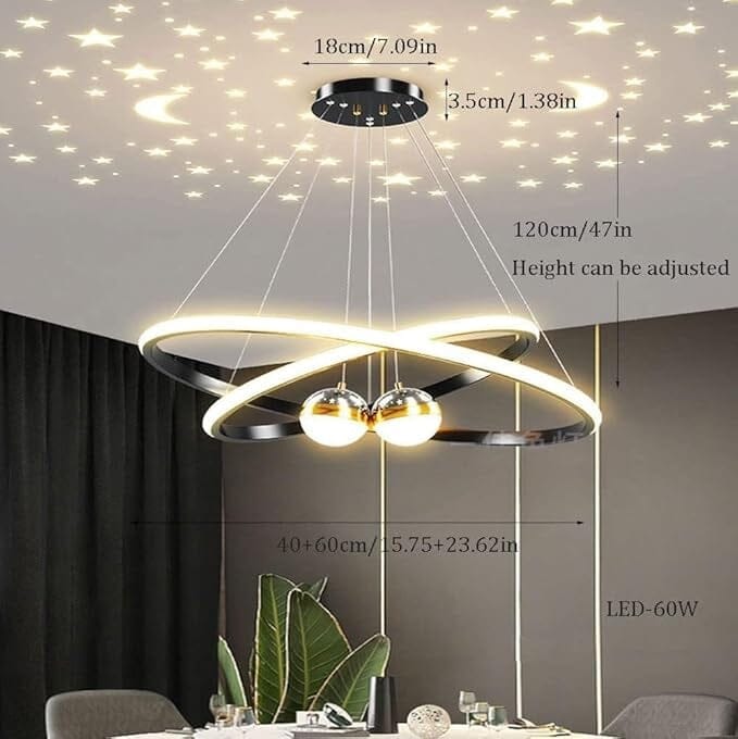 Luxury Double Ring LED Pendant Light – Modern Circular Chandelier