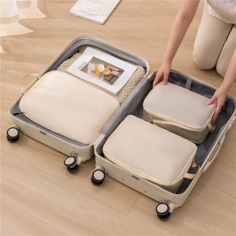 3-Piece Waterproof Travel Packing Bags – Space-Saving Luggage Organizer Set