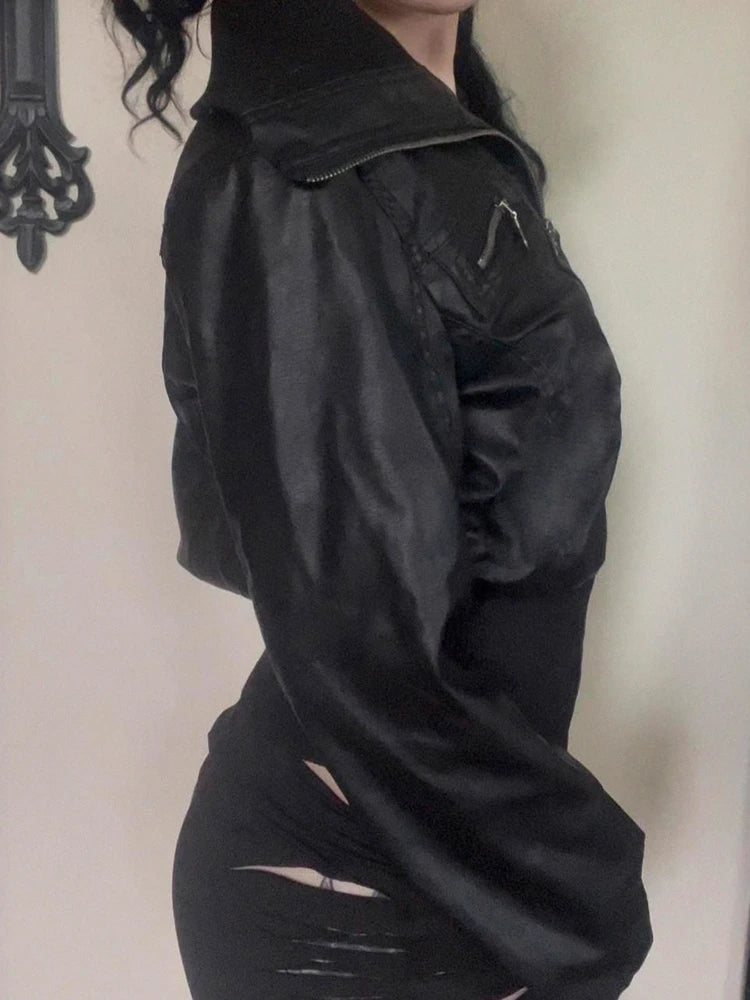 AltGoth PU Leather Jacket – Vintage Grunge, Emo & Harajuku Streetwear