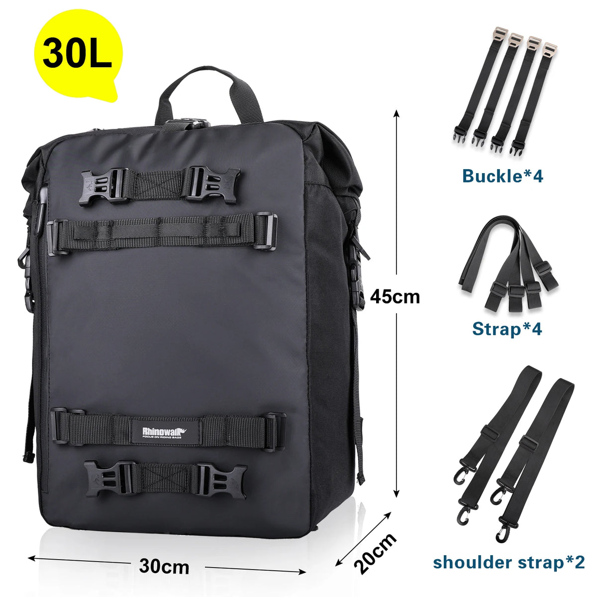 Rhinowalk Motorcycle Saddle Bag – Waterproof 10/20/30L Multifunctional Luggage