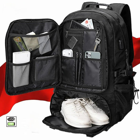 Expandable Military Travel Backpack with USB Port – Large Capacity for 17.3″ Laptop