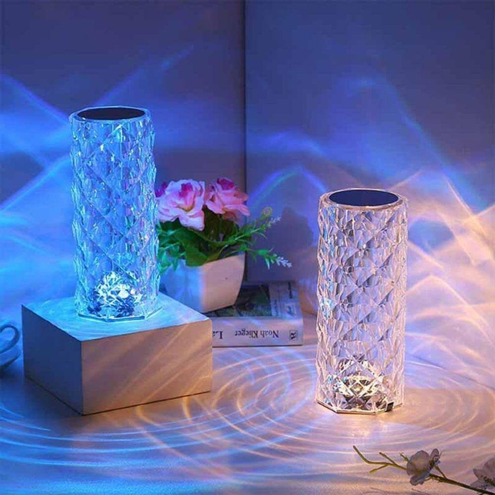 Crystal Touch LED Table Lamp – 16 Colours Wireless Rechargeable