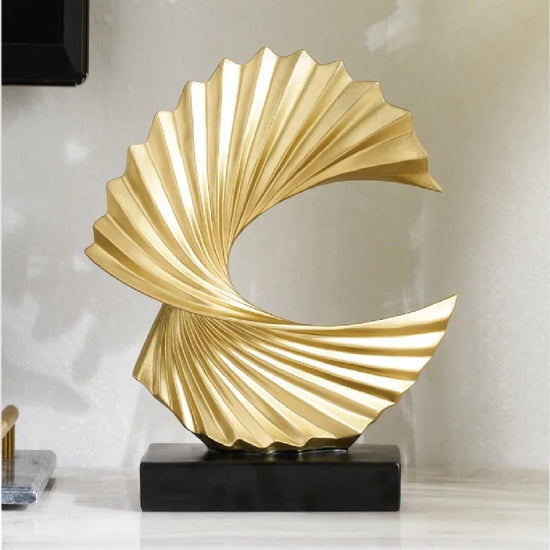 Escultura Abstrata Minimalista Luxus em Resina Resina - 0069 Conceito Dourado 