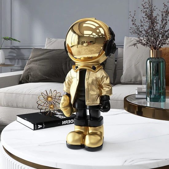 Escultura Criativa Astronauta Moderno resina Conceito Dourado 