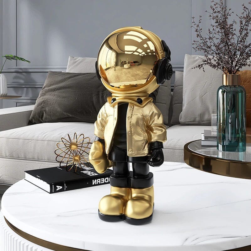 Escultura Criativa Astronauta Moderno resina Conceito Dourado 