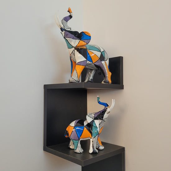 Escultura Elefante Pintura Mosaico Resina - 0020 Conceito O Par 