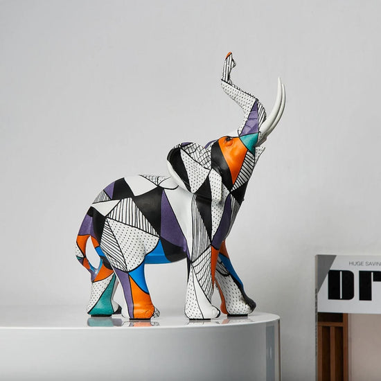 Escultura Elefante Pintura Origami resina projeto-150 