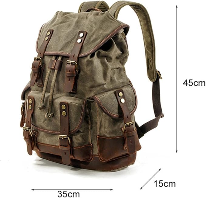 Vintage Men’s Canvas Backpack – Large Capacity for Travel and Outdoor Activities