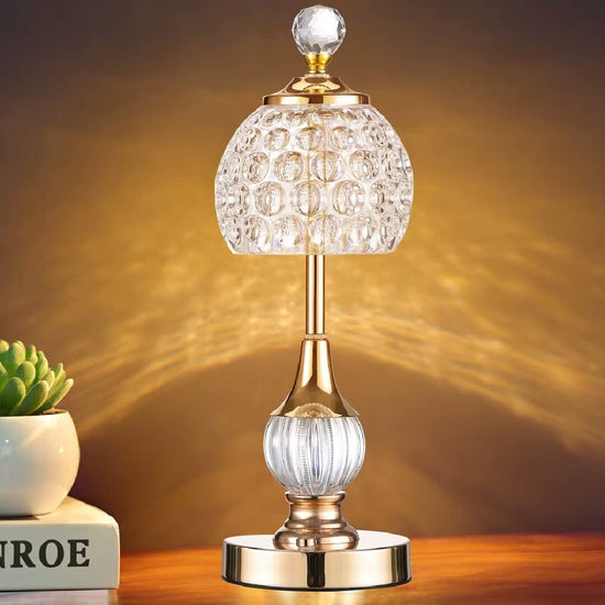 Luminária Abajur de mesa Cristal Lux Dourado YuDome 