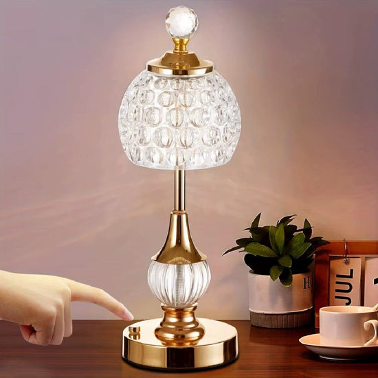 Luminária Abajur de mesa Cristal Lux Dourado YuDome 