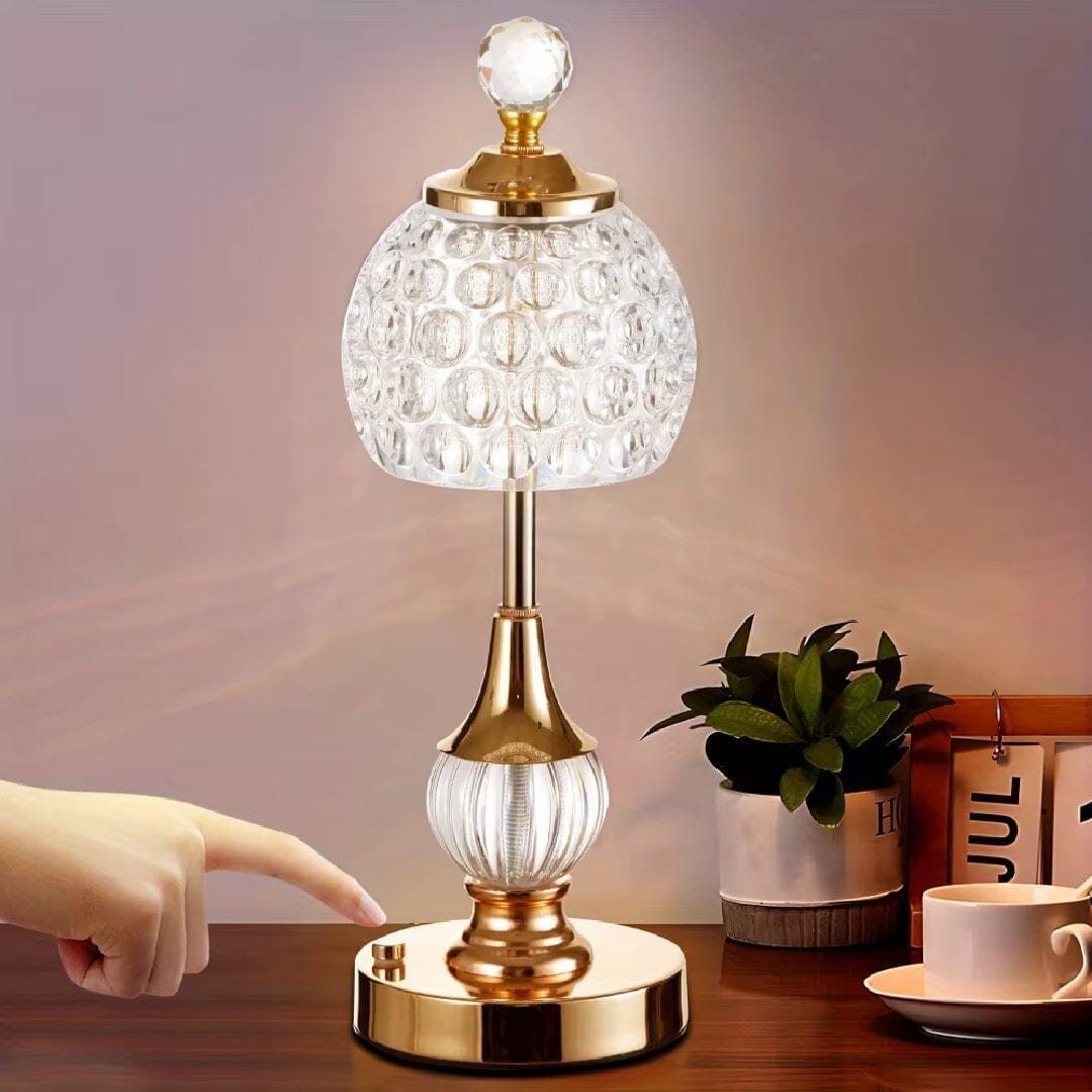 Luminária Abajur de mesa Cristal Lux Dourado YuDome 