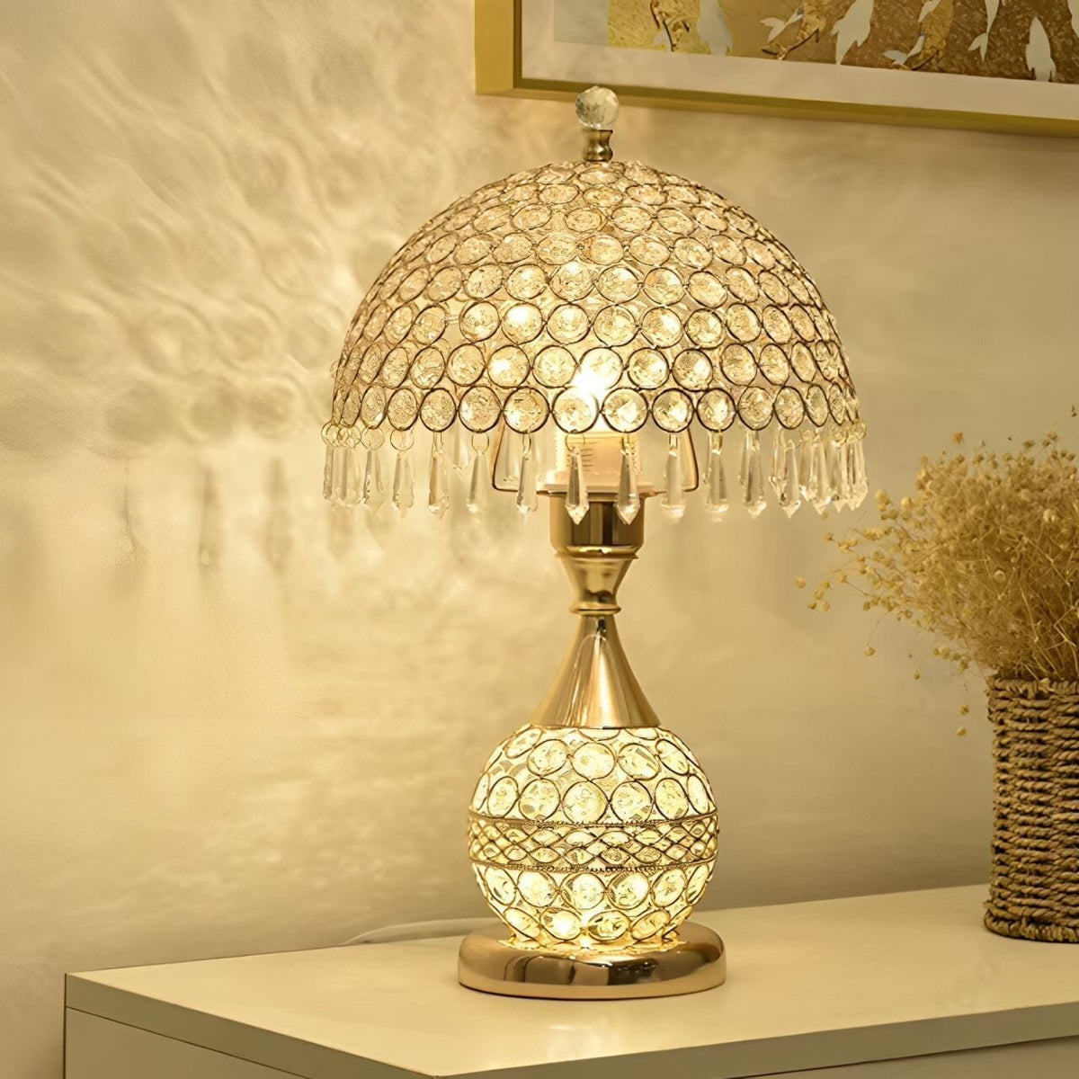 Luminária Abajur de Mesa Luxuoso Cogumelo Deluxe Crystals Abajur - 0056 Conceito 