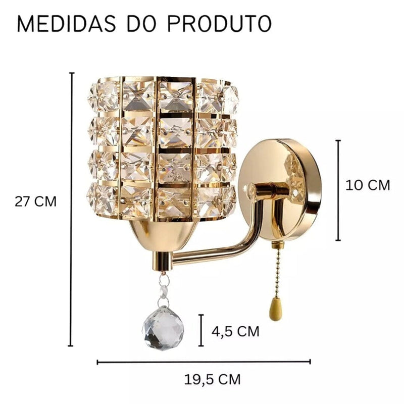 Luminária Arandela de Parede Moderna Crystal LUX YuDome 